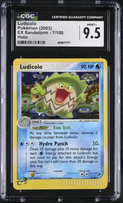 CGC 9.5 MINT+ Ludicolo 2003 EX Sandstorm 7/100 Holo SWIRL Pokemon Card - Image 1