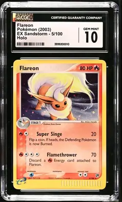 CGC 10 Flareon 5/100 EX Sandstorm Holo - 2003 Pokemon Vintage 🔥 *Pedigree* - Image 1