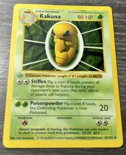 Pokemon TCG Kakuna 33/102 1st Edition Base Set (Shadowless + Gray Stamp) - Image 3