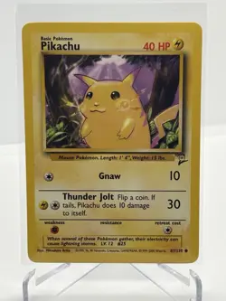 Pokemon Pikachu 87/130 Base Set Unlimited Electric Mouse Pokemon LP - Image 1
