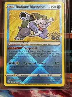Pokemon TCG Radiant Blastoise Holo Card 018/078 Pokemon Go Rare, Near Mint - Image 1