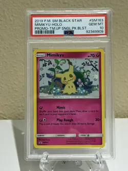 2019 POKEMON BLACK STAR MIMIKYU PROMO HOLO TEAM UP SM163 PSA 10 GEM MINT - Image 1