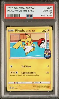 Pikachu on the Ball PSA 10 001/005 Pokemon Futsal Promo Gem Mint - Image 1