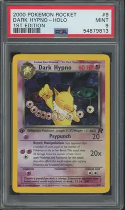 2000 Pokemon Rocket 1st Edition Holo #9 Dark Hypno Mint PSA 9 - Image 1