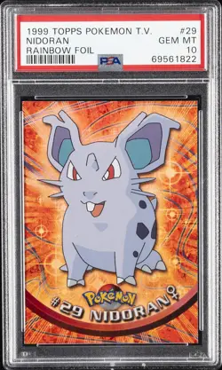 1999 TOPPS POKEMON TV RAINBOW FOIL #29 NIDORAN PSA 10 - Image 1