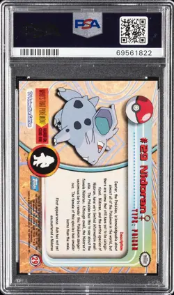 1999 TOPPS POKEMON TV RAINBOW FOIL #29 NIDORAN PSA 10 - Image 2