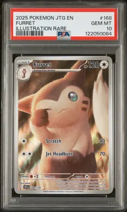 2025 POKEMON JTG EN-JOURNEY TOGETHER ILLUSTRATION RARE #168 FURRET PSA 10 - Image 1