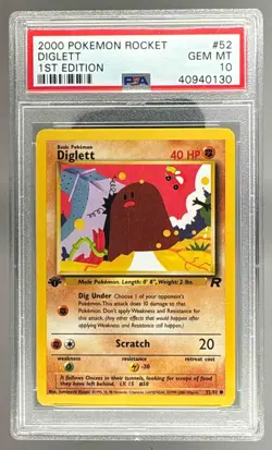 40940130 Diglett 2000 Pokemon Team Rocket First Edition #52 PSA 10 - Image 1