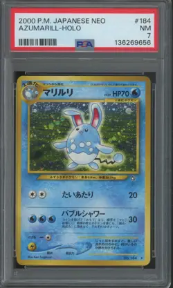 2000 Pokemon Japanese Neo Holo #184 Azumarill PSA 7 - Image 1