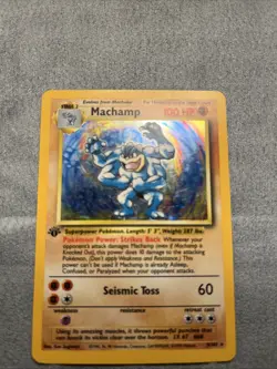 1999 Machamp 8/102 Pokemon Rare Holo 1st Edition Very Good Condition - Image 1
