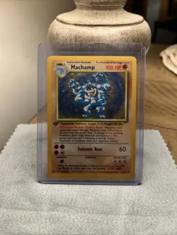 1999 Machamp 8/102 Pokemon Rare Holo 1st Edition Very Good Condition - Image 3
