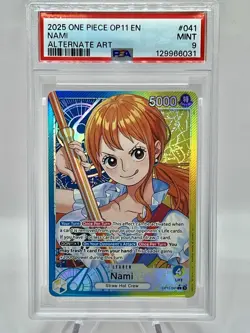 2025 ONE PIECE OP11-A FIST OF DIVINE SPEED ALTERNATE ART #041 NAMI PSA 9 - Image 1