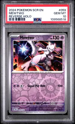 2024 POKEMON SCR EN-STELLAR CROWN REVERSE HOLO #059 MEWTWO PSA 10 - Image 1