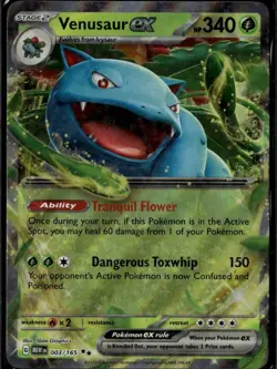 Venusaur ex Double Rare SV: Scarlet & Violet 151 003/165 Grass Holo Pokemon Card - Image 1