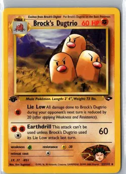 BROCK'S DUGTRIO 22/132 RARE GYM CHALLENGE POKEMON HP 1st Edition - Image 1