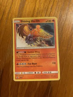 Pokemon TCG Shining Ho-Oh SM70 Promo Holo Basic 130 HP Golden Wing Card - Image 1