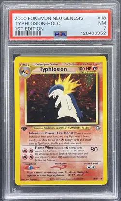 2000 Pokemon Neo Genesis 1st Edition Typhlosion Holo #17 PSA 7 - Image 1
