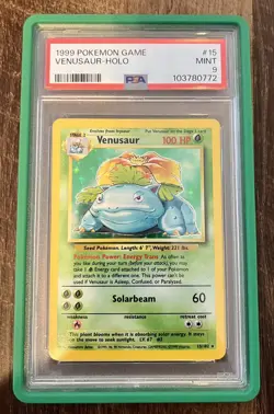 1999 POKEMON BASE SET UNLIMITED #15 VENUSAUR-HOLO PSA 9 (with slab holder) - Image 1