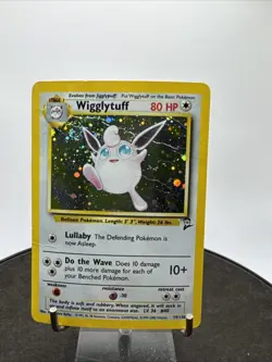 Pokemon TCG Wigglytuff 19/130 Base Set 2 Holo Rare Vintage WOTC SWIRL DMG - Image 1