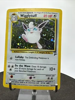 Pokemon TCG Wigglytuff 19/130 Base Set 2 Holo Rare Vintage WOTC SWIRL DMG - Image 3