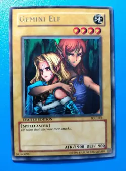 Moderately Played Yugioh Gemini Elf IOC-SE1 Limited Edition Ultra Rare - Image 1