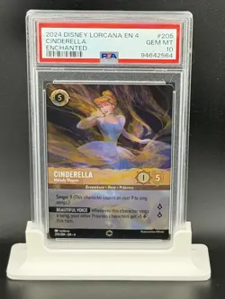 2024 DISNEY LORCANA EN 4-URSULA'S RETURN #205 CINDERELLA - MELODY WEAVER PSA 10 - Image 1