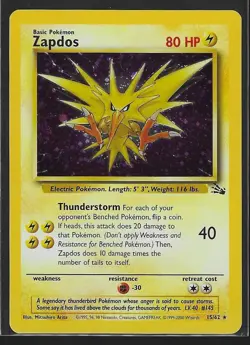 Zapdos Fossil Holo Pokemon Card Base Jungle WOTC #15 - Image 1
