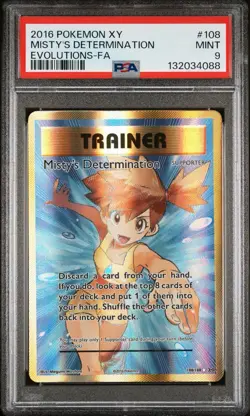 Misty's Determination FULL ART 108/108 Evolutions Pokemon TCG Card PSA 9 - Image 1