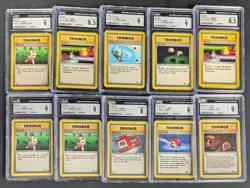 Lot (10) 1999 Pokemon Assorted CGC Graded Trainer Cards w/ Mysterious Fossil - Image 1