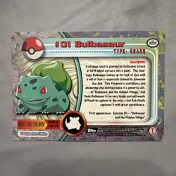 Bulbasaur #01 Topps TV Animation Edition Black Label Pokemon Card - Image 3