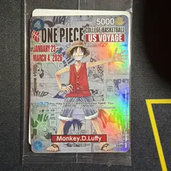 One Piece Monkey D. Luffy Voyage College Basketball Promo Card St. Johns SEALED - Image 2