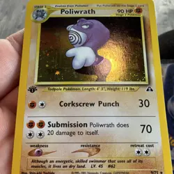 Pokemon Poliwrath Neo Discovery 1st Edition Holo Rare Stage 2 HP90 9/75 Card - Image 1
