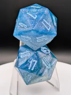 (2x) MTG Final Fantasy GIFT BUNDLE Blue FF Crystal Oversized D20 Dice (SpinDown) - Image 1