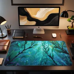 Enchanted Kelp Forest MTG Playmat - Underwater Seaweed Blue Ocean Scene - Image 2