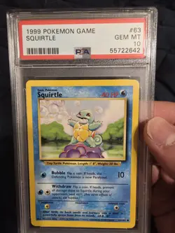 1999 Pokemon Base Set Unlimited #63/102 Squirtle PSA 10 - Image 1