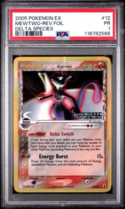 2005 Pokemon EX Delta Species Mewtwo Reverse Holo #12/113 PSA 1 - Image 1