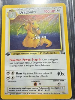 Pokemon Dragonite 1st Edition Fossil Set 4/62 1999 Card English - Image 1