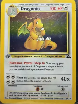 Pokemon Dragonite 1st Edition Fossil Set 4/62 1999 Card English - Image 3