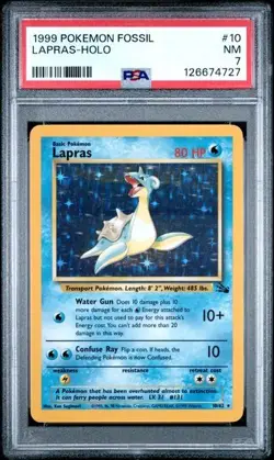 1999 POKEMON FOSSIL #10 LAPRAS-HOLO PSA 7 - Image 1