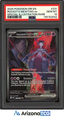 Pokemon 2025 Team Rocket's Mewtwo ex 231/182 SIR Destined Rivals GEM MINT PSA 10 - Image 1
