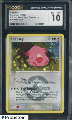 2004 Pokemon Ex Fire Red & Leaf Green #19/112 Chansey Reverse Holo CGC 10 - Image 1