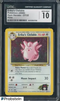2000 Pokemon Gym Heroes #3/132 Erika's Clefable Holo CGC 10 GEM MINT - Image 1