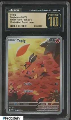 2025 Pokemon White Flare #096/086 Tepig Illustration Rare Holo CGC 10 PRISTINE - Image 1