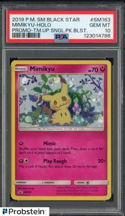 2019 POKEMON SM BLACK STAR PROMO #SM163 MIMIKYU-HOLO PROMO-TM.UP PSA 10 #1 - Image 1
