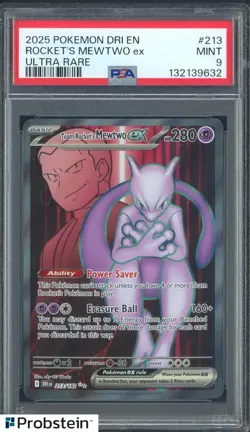 2025 Pokemon DRI EN Ultra Rare #213 Rocket's Mewtwo ex PSA 9 MINT - Image 1