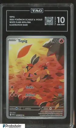2025 Pokemon Scarlet & Violet White Flare #096/086 Tepig TAG 10 GEM MINT - Image 1