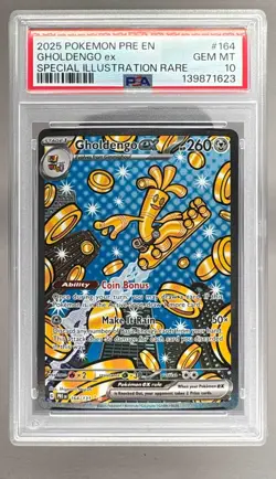 139871623 Gholdengo ex 2025 Pokemon Prismatic Evolutions #164 SIR PSA 10 - Image 1