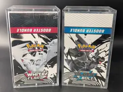 2x Pokemon SV10.5 Black Bolt White Flare Sealed Booster Bundle Display W/Acrylic - Image 1