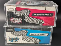 2x Pokemon SV10.5 Black Bolt White Flare Sealed Booster Bundle Display W/Acrylic - Image 4