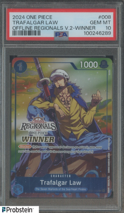 One Piece TCG Offline Regional Winner Trafalgar Law PSA 10 POP 6 - Image 1